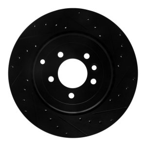 Land Rover Range Rover Sport Brake Rotor (1) - Rear Right - R1 Concepts - Drilled & Slotted - Black - `10-`13